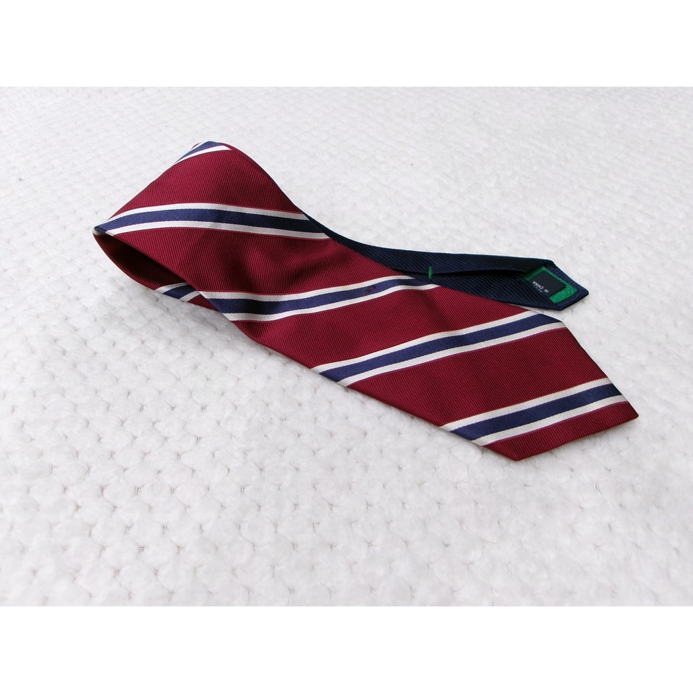 Tommy Hilfiger Mens 3.5x58 Necktie Burgundy Blue White Silk Diagonal Rep Stripe